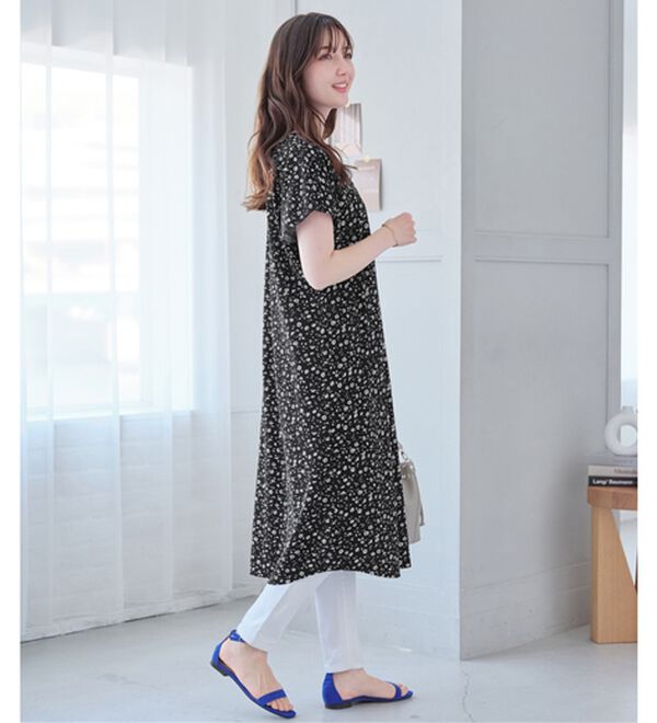 alotta（アロッタ）の「【４つの機能付】ひんやりフロントタックＶネックゆるワンピース（カットソーワンピース）」｜詳細画像