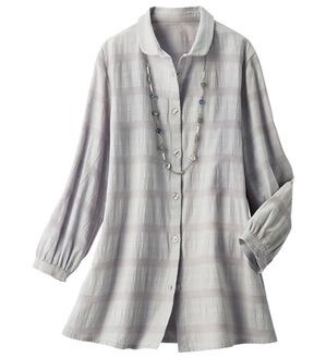 ルフラン（ルフラン）の「ドビー織ミニ衿ブラウス（ブラウス）」｜シルバーグレー