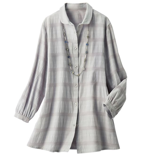 ルフラン（ルフラン）の「ドビー織ミニ衿ブラウス（ブラウス）」｜シルバーグレー