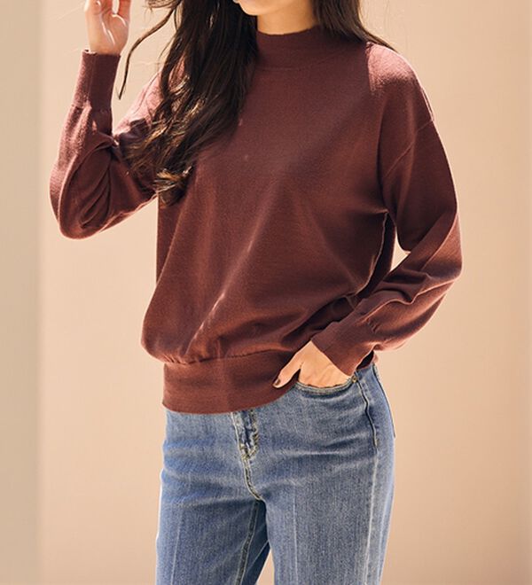 RANAN（ラナン）の「もちもちベーシックニット（Vネック・ハイネック）（ニット・セーター）」｜詳細画像