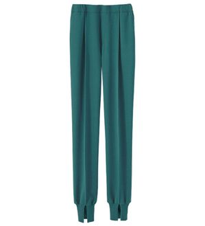 BELLUNA（ベルーナ）の「家でも外でも楽ちん裾リブパンツ（フルレングスパンツ）」｜グリーン