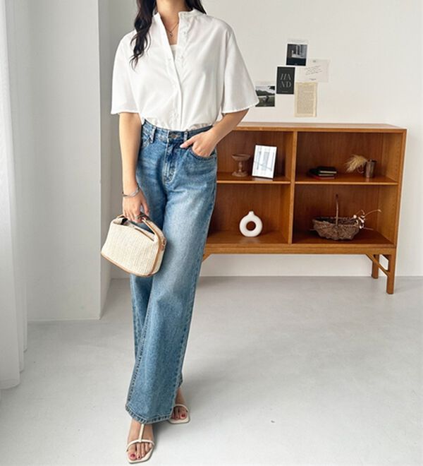 GeeRA（ジーラ）の「フレアー袖バンドカラーブラウス（ブラウス）」｜詳細画像