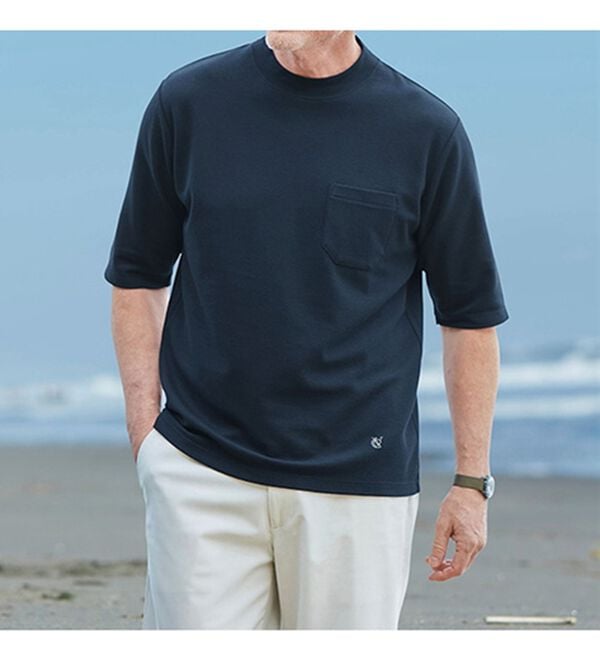 「【３色組】＜コムルヴァン・オム＞爽やかモックネックＴシャツ（メンズシャツ）」｜詳細画像