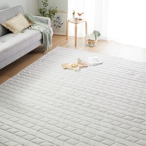 iellio（イエリオ）の「ふわふわ感触！はっ水ふっくらキルトラグ＜裏面滑り止め加工付・洗濯機で洗える・麻風・オールシーズン・おしゃれ＞（ラグ）」｜詳細画像