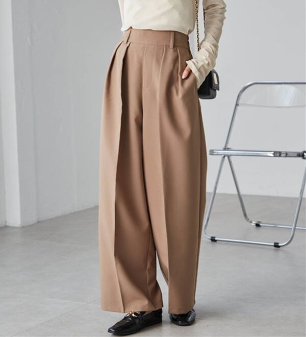 選べる股下】きれい見え2タックワイドスラックス - ベルーナ【公式】