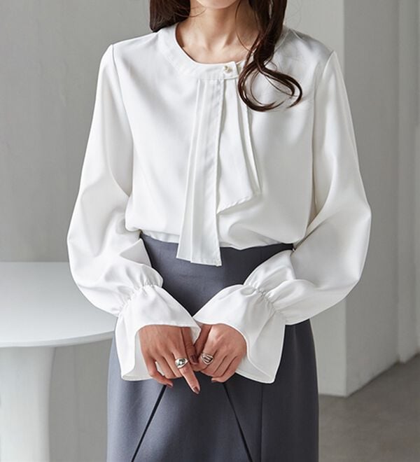 RANAN（ラナン）の「パール付きボウタイブラウス（ブラウス）」｜詳細画像