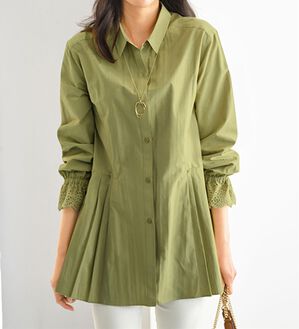 BELLUNA（ベルーナ）の「袖レース切替サイドプリーツチュニック（チュニック）」｜詳細画像