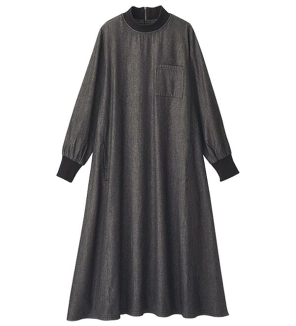 BELLUNA（ベルーナ）の「デニム素材リブ使いゆったりワンピース（その他ワンピース）」｜詳細画像