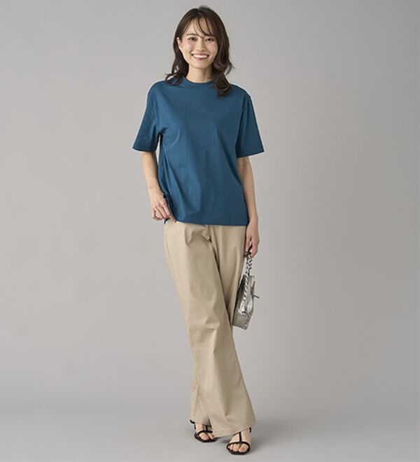 BELLUNA（ベルーナ）の「【汗ジミ対策◎】＜エアリーアイスコットン＞オーバーサイズＴシャツ【選べる袖丈】（カットソー）」｜詳細画像