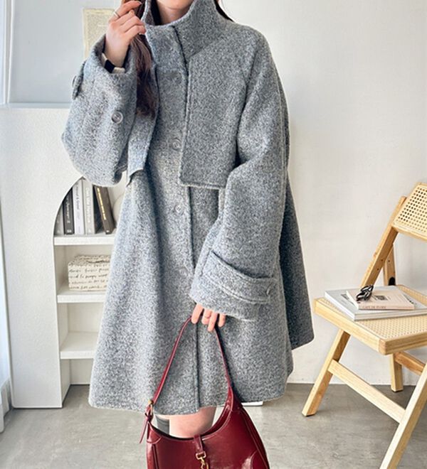 GeeRA（ジーラ）の「リングウールライクスタンドカラーコート（ハーフコート）」｜詳細画像