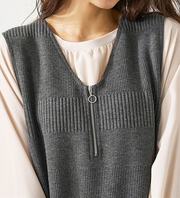 BELLUNA（ベルーナ）の「ボーダージャカード素材ジャンパースカート（ジャンパースカート）」｜詳細画像