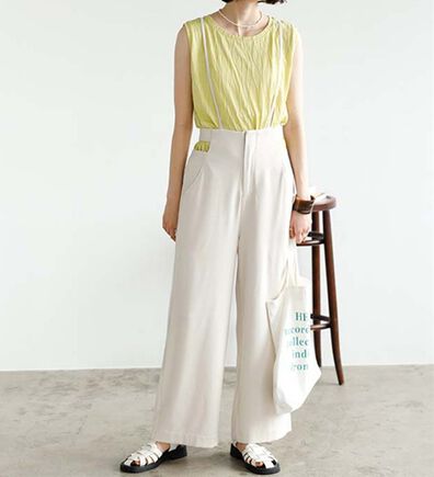 GeeRA（ジーラ）の「サイドカットアウトサス付ハイウエストパンツ（オールインワン）」