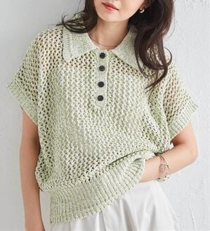 RANAN（ラナン）の「クロシェメッシュポロニット（ニット・セーター）」｜イエロー系