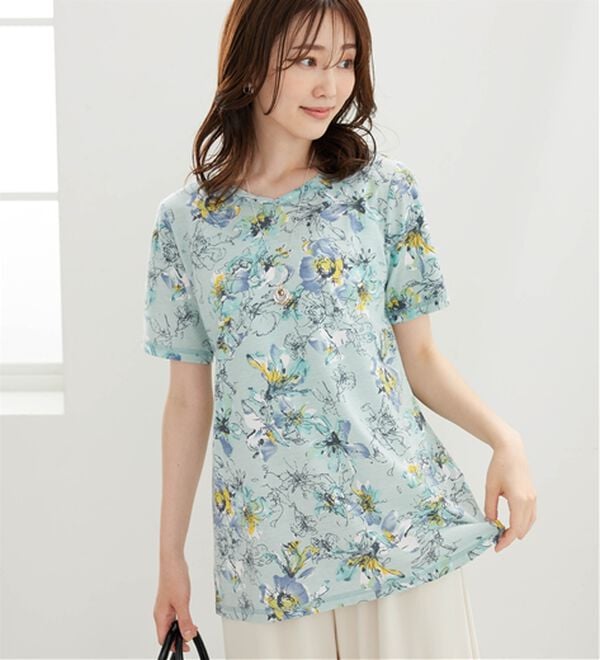 BELLUNA（ベルーナ）の「美人顔シルエット綿混プリントチュニック（チュニック）」｜詳細画像