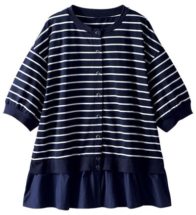 BELLUNA（ベルーナ）の「異素材切替ボタン使いカーディガン（その他カーディガン）」