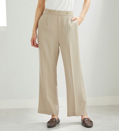 BELLUNA（ベルーナ）の「麻調ストレッチ素材美脚フレアーパンツ（フルレングスパンツ）」