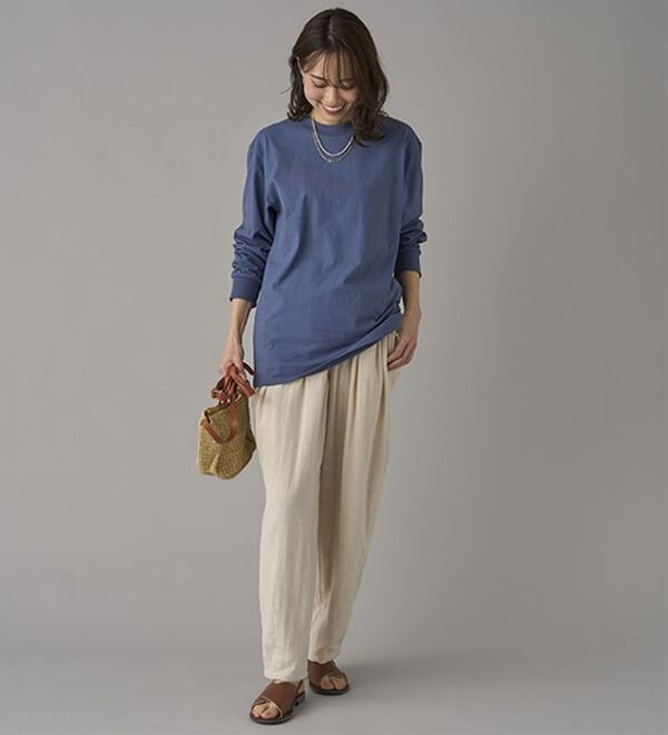 BELLUNA（ベルーナ）の「強撚綿１００％長袖プルオーバー（カットソー）」｜詳細画像