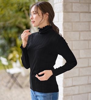 LAVIENNE（ラヴィエンヌ）の「着回し力抜群！綿１００％あったかリブインナー（肌着・インナーウェア）」｜ブラック