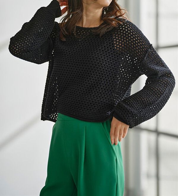 RANAN（ラナン）の「綿１００％メッシュ編ニットプルオーバー（ニット・セーター）」｜詳細画像