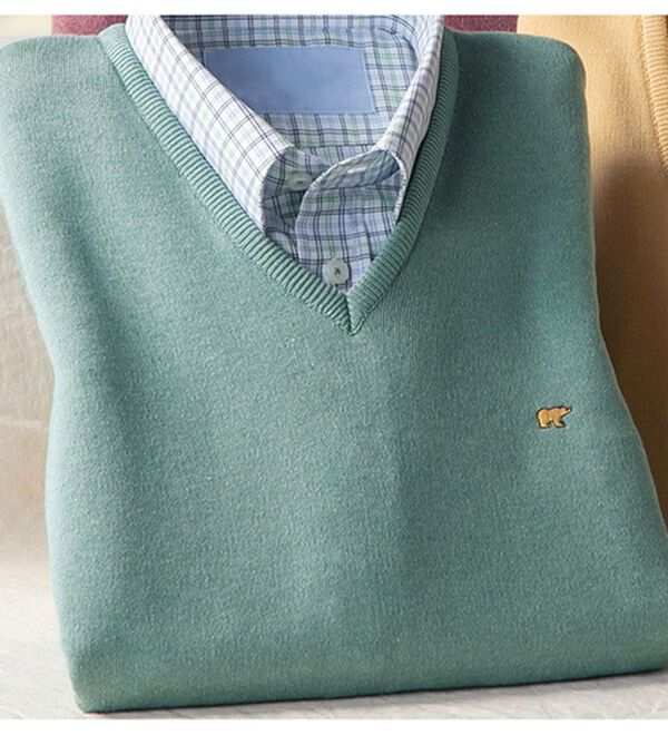 「＜ゴールデンベア＞国産上質カジュアルニットベスト（メンズベスト）」｜ミント