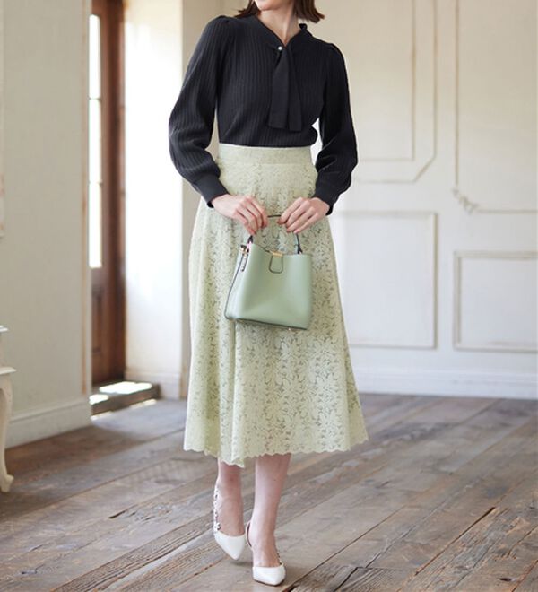 alotta（アロッタ）の「カシミヤタッチボウタイリブニット（ニット・セーター）」｜詳細画像