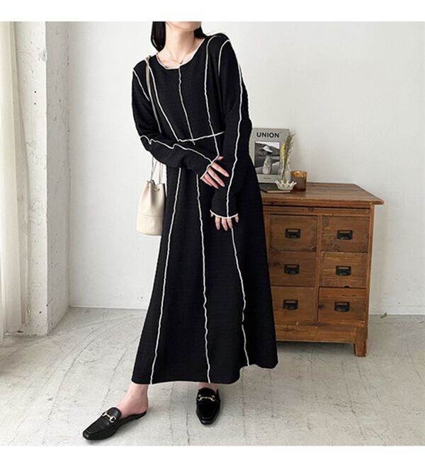 GeeRA（ジーラ）の「配色メローワンピース（カットソーワンピース）」｜詳細画像