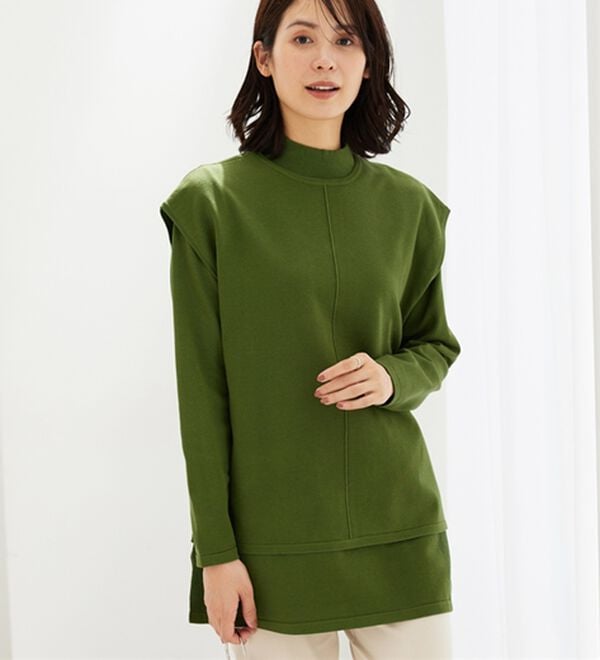 BELLUNA（ベルーナ）の「前後２ｗａｙベスト付ニットアンサンブル（アンサンブル）」｜詳細画像