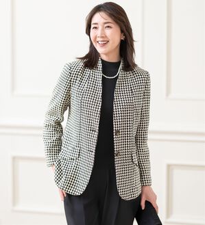 ルフラン（ルフラン）の「シルクノイル混デザイン衿ジャケット＜クイレス＞（その他ジャケット）」｜千鳥柄