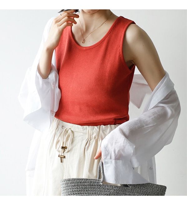 GeeRA（ジーラ）の「前後２ｗａｙスリットネックワッフルタンクトップ（タンクトップ・キャミソール）」｜詳細画像