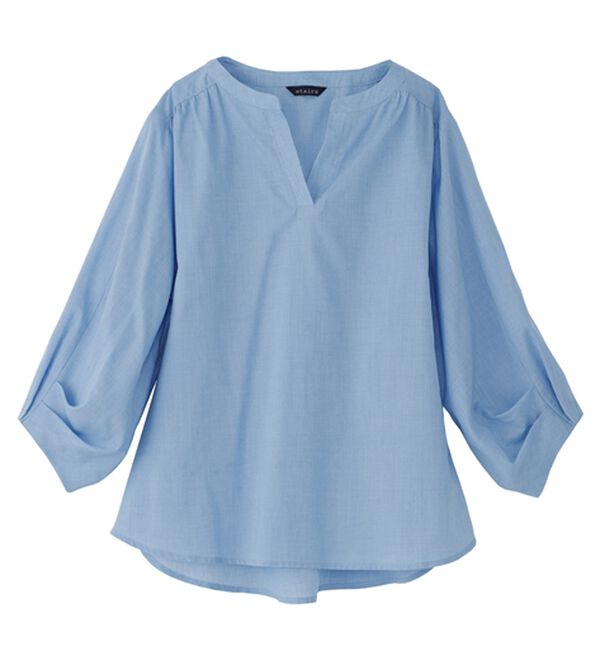 BELLUNA（ベルーナ）の「杢調素材袖タックデザインブラウス（ブラウス）」｜詳細画像