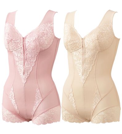 「【２色組】足口ラクな一分丈ボディスーツ（ボディスーツ・シェイパー）」