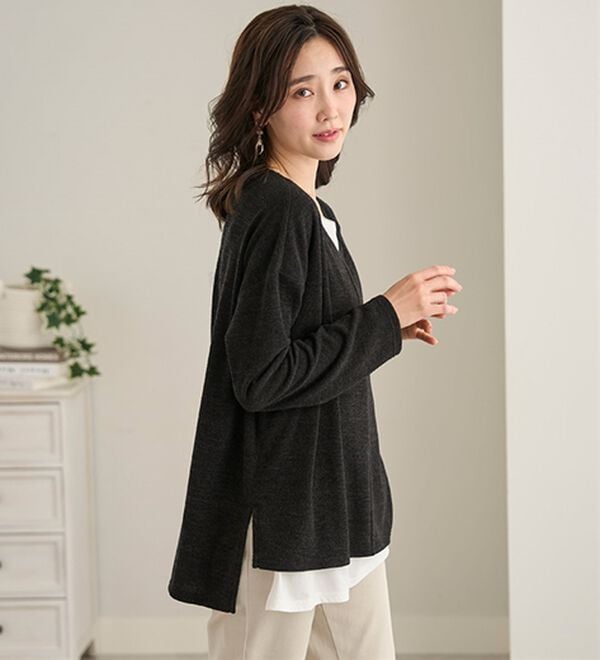 BELLUNA（ベルーナ）の「杢調素材レイヤード風チュニック（チュニック）」｜詳細画像