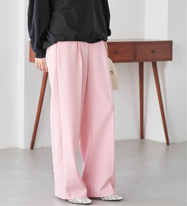 RANAN（ラナン）の「【選べる２丈】機能付！美脚シルエットセンタープレスワイドパンツ（フルレングスパンツ）」｜詳細画像