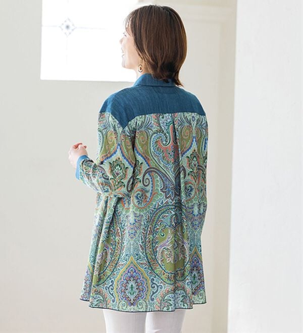ルフラン（ルフラン）の「華やか柄シャツチュニック（シャツ）」｜詳細画像