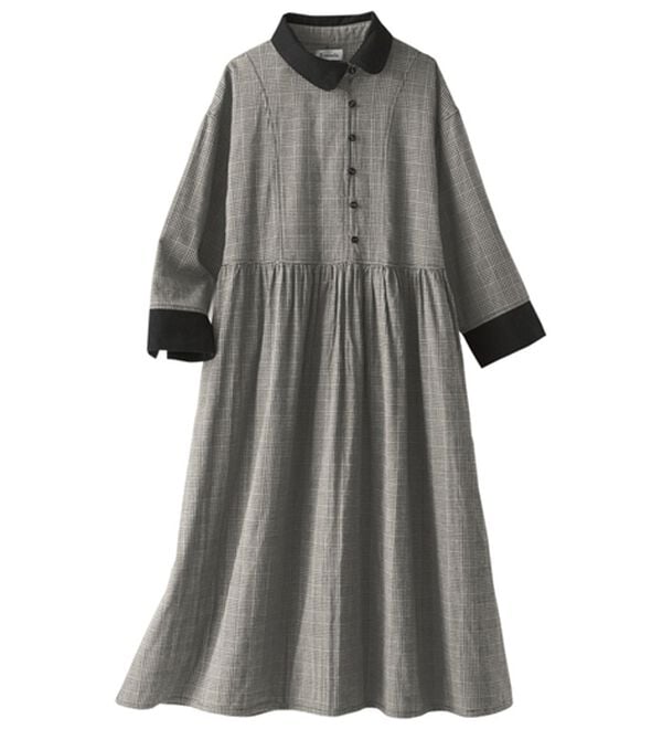 BELLUNA（ベルーナ）の「＜＆ｃｏｃｏｃｈｉ＞綿１００％ダブルガーゼ素材ゆったりワンピース（シャツワンピース）」｜グレンチェック