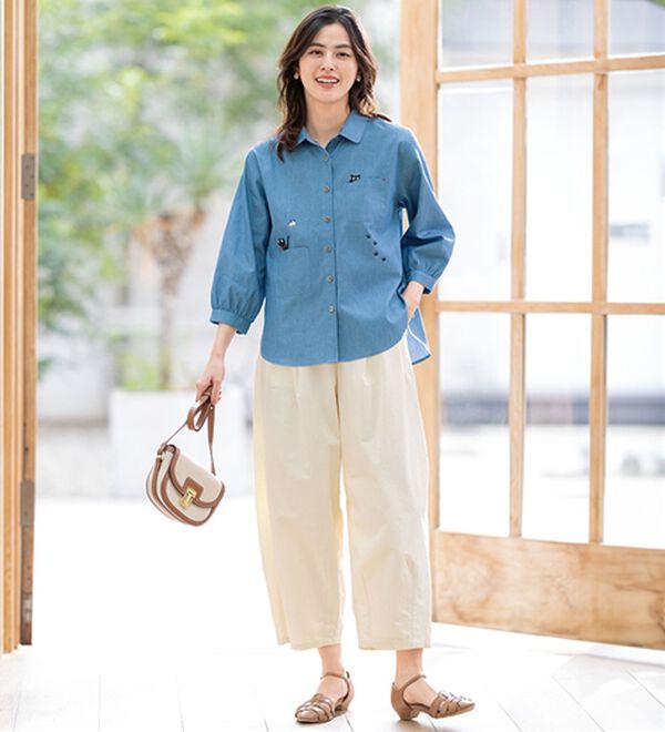 ルフラン（ルフラン）の「【２色組】ねこちゃんデニムシャツ（シャツ）」｜詳細画像