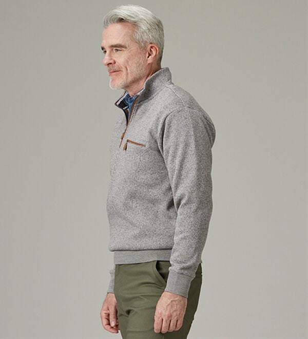 「＜ダンロップ・リファインド＞ツイード調ハーフジップトレーナー（メンズトレーナー）」｜詳細画像