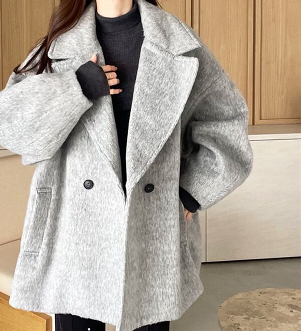 「【YOUING.】シャギーオーバーサイズミドルコート（ハーフコート）」｜詳細画像