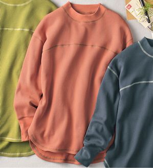 BELLUNA（ベルーナ）の「裏起毛ワッフル素材チュニック（チュニック）」｜サーモンピンク