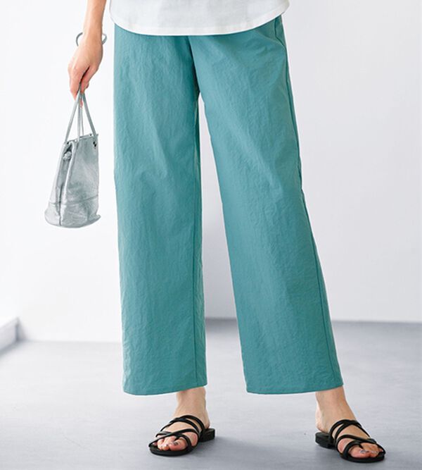 BELLUNA（ベルーナ）の「サラもちライト！快適ドロストワイドパンツ（ワイドパンツ・ガウチョ）」｜セージ