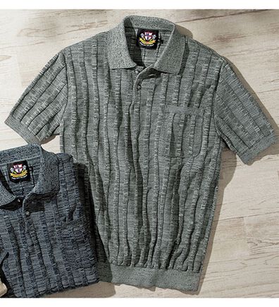 「＜ヘリンボーンクラブ＞日本製和紙入り涼感ニットポロシャツ（メンズポロシャツ）」