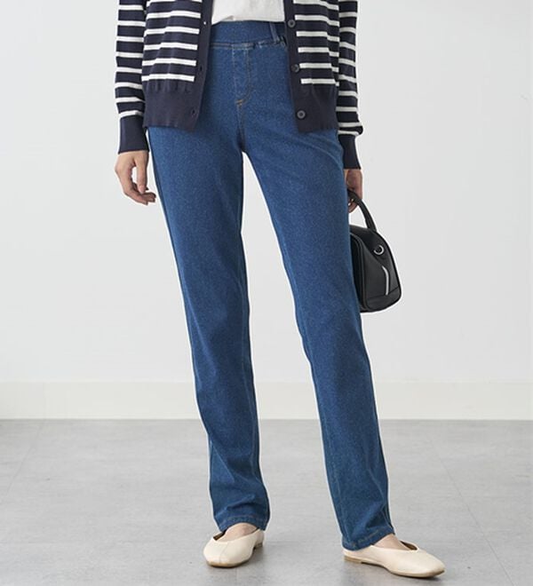 BELLUNA（ベルーナ）の「【選べる裏側】ぐん伸びニットデニムパンツ（フルレングスパンツ）」｜詳細画像