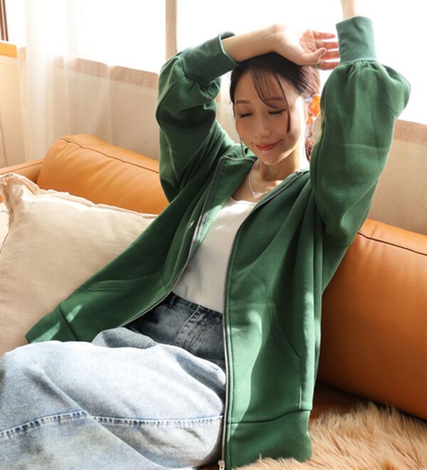 A HAPPY MARILYN（アハッピーマリリン）の「【Ｌ～８Ｌ】【ハピぽか裏起毛】ゆったりジップパーカー 毛玉になりにくい（パーカー）」｜詳細画像