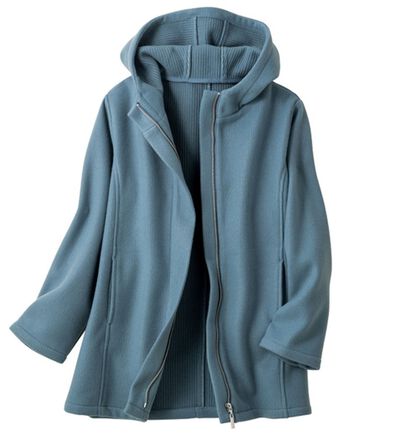 VINNO（ヴィノ）の「フード付ウールライクコート（ハーフコート）」