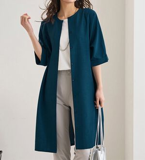 BELLUNA（ベルーナ）の「すっぽり体型カバー！麻調２ｗａｙワンピース（その他ワンピース）」｜ターコイズ