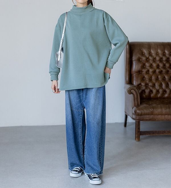 BELLUNA（ベルーナ）の「リブ使いがかわいい裏起毛トレーナー（チュニック）」｜詳細画像