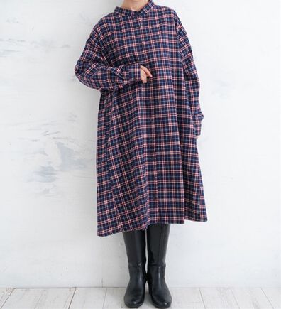 A HAPPY MARILYN（アハッピーマリリン）の「【ＬＬ～８Ｌ】フランネル チェック 細魅せ シャツワンピース（シャツワンピース）」