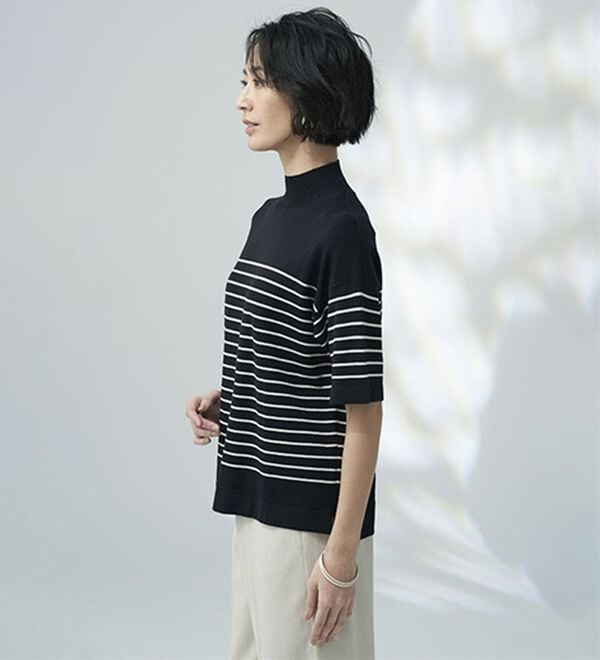 BELLUNA（ベルーナ）の「【選べるデザイン】Ｔシャツが苦手な方に！ひんやり綿混ニットＴ（ニット・セーター）」｜詳細画像