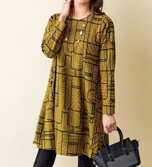 BELLUNA（ベルーナ）の「幾何ジャカードプリントデザインチュニック（チュニック）」｜カラシ系