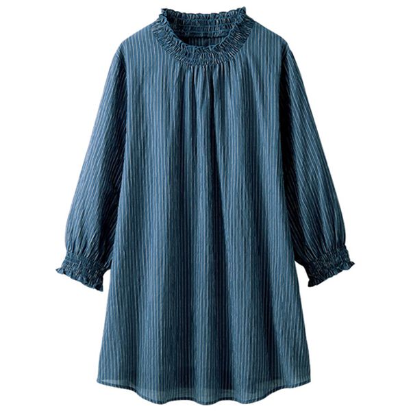 BELLUNA（ベルーナ）の「シャーリング使いストライプ柄チュニック（チュニック）」｜詳細画像